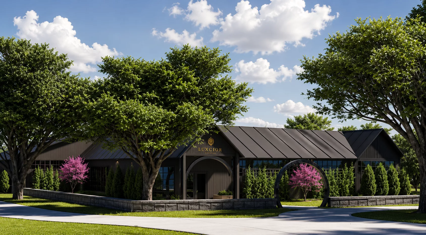 An upscale outdoor terrace pool and lounge area at Oakfire Ridge overlooking the scenic Texas Hill Country
